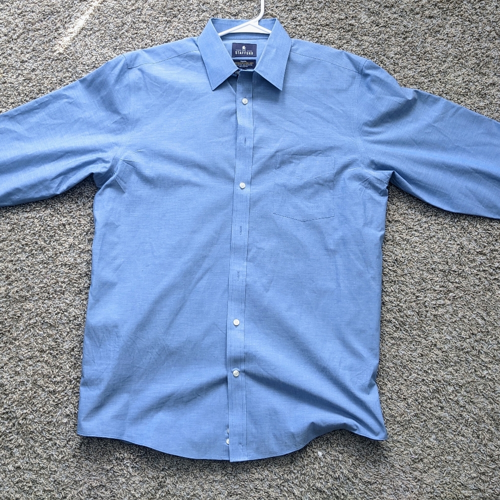 Men's Stafford Long Sleeve Size XL Light Blue Shirt